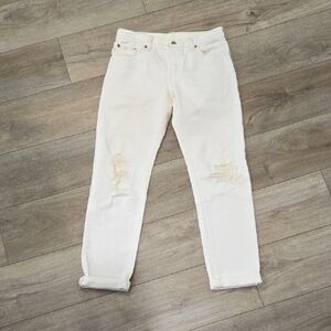 Women's Levi's Distressed Cream Denim Coastal  Jeans
